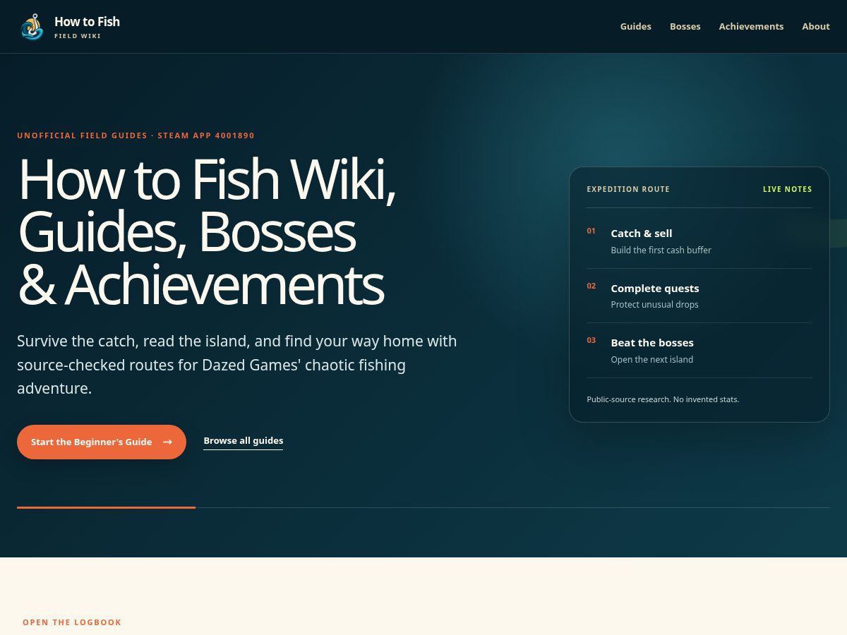 Landing-page snapshot of howtofish.online