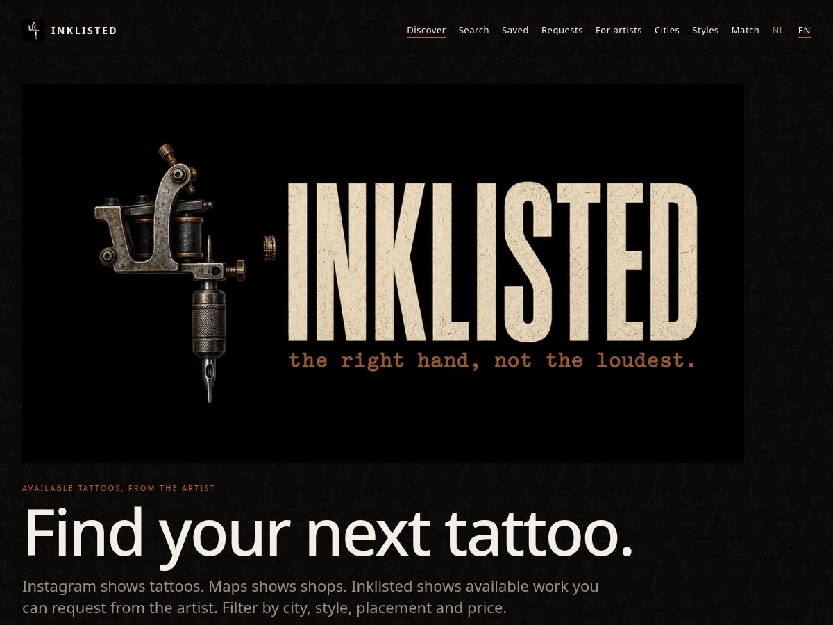 Landing-page snapshot of inklisted.com