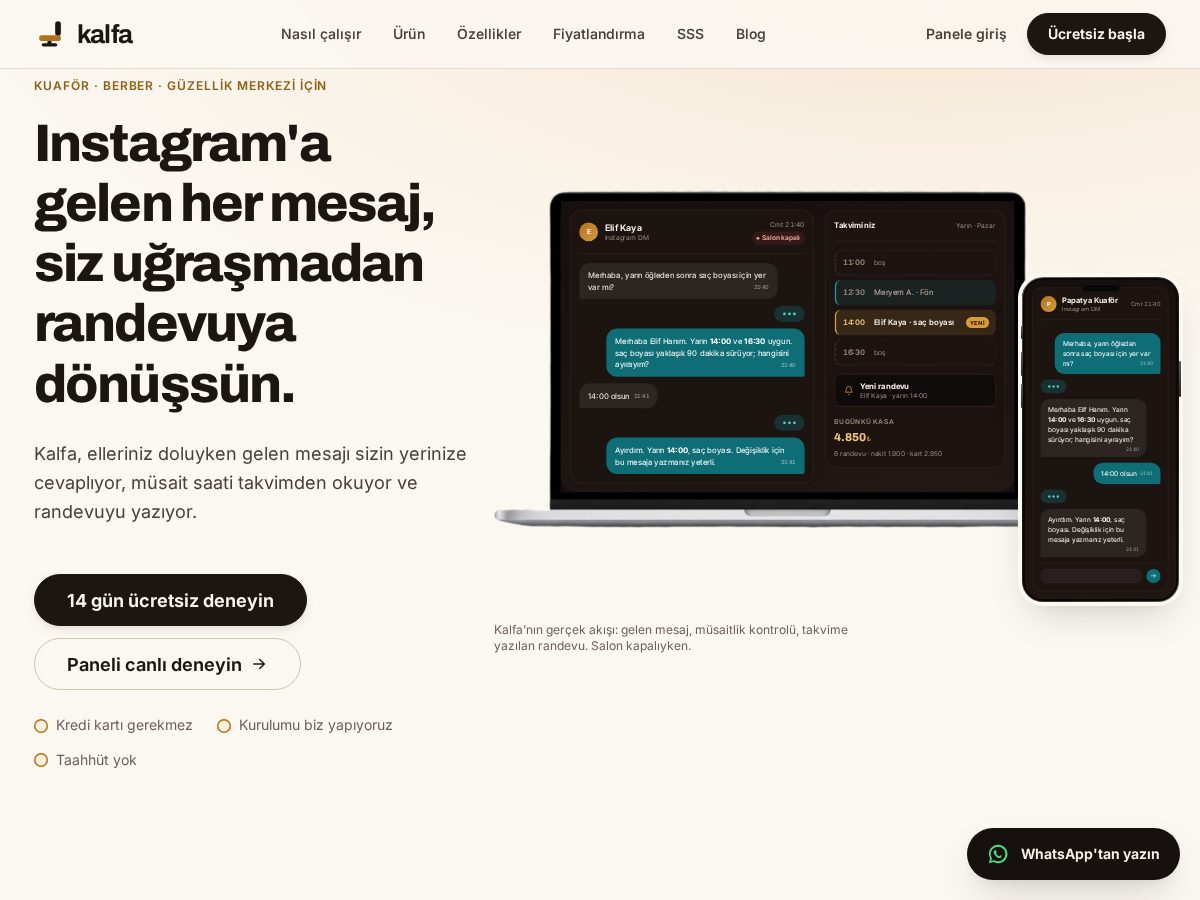 Landing-page snapshot of kalfarandevu.com