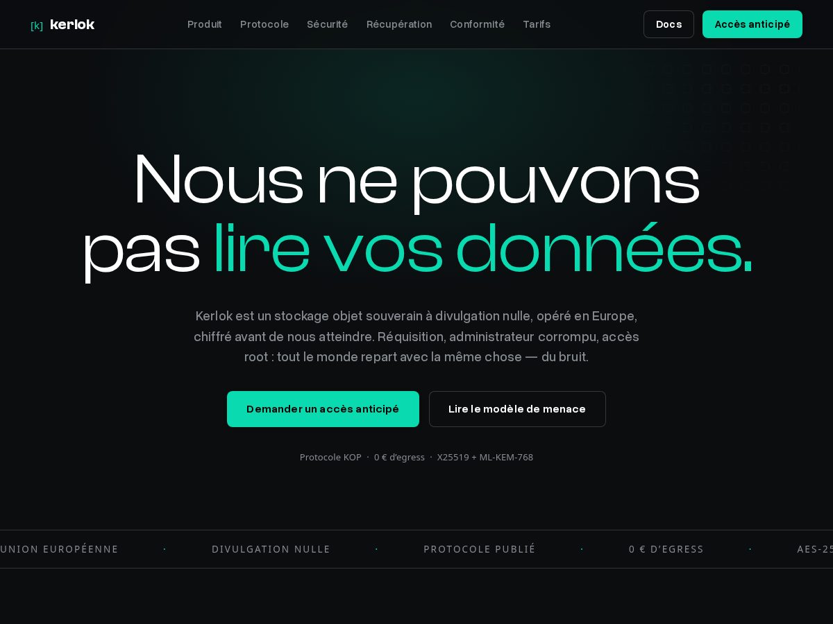 Landing-page snapshot of kerlok.com