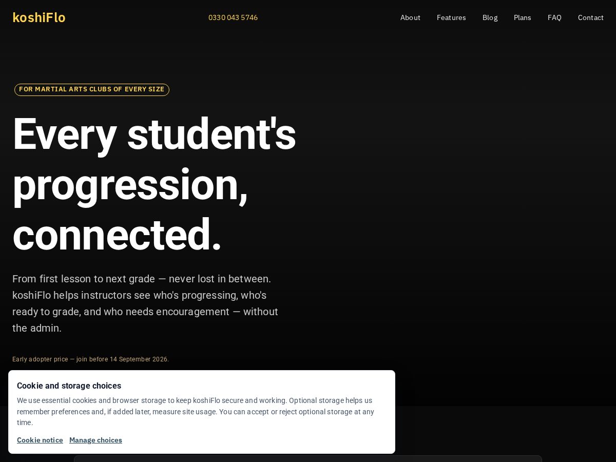 Landing-page snapshot of koshiflow.com