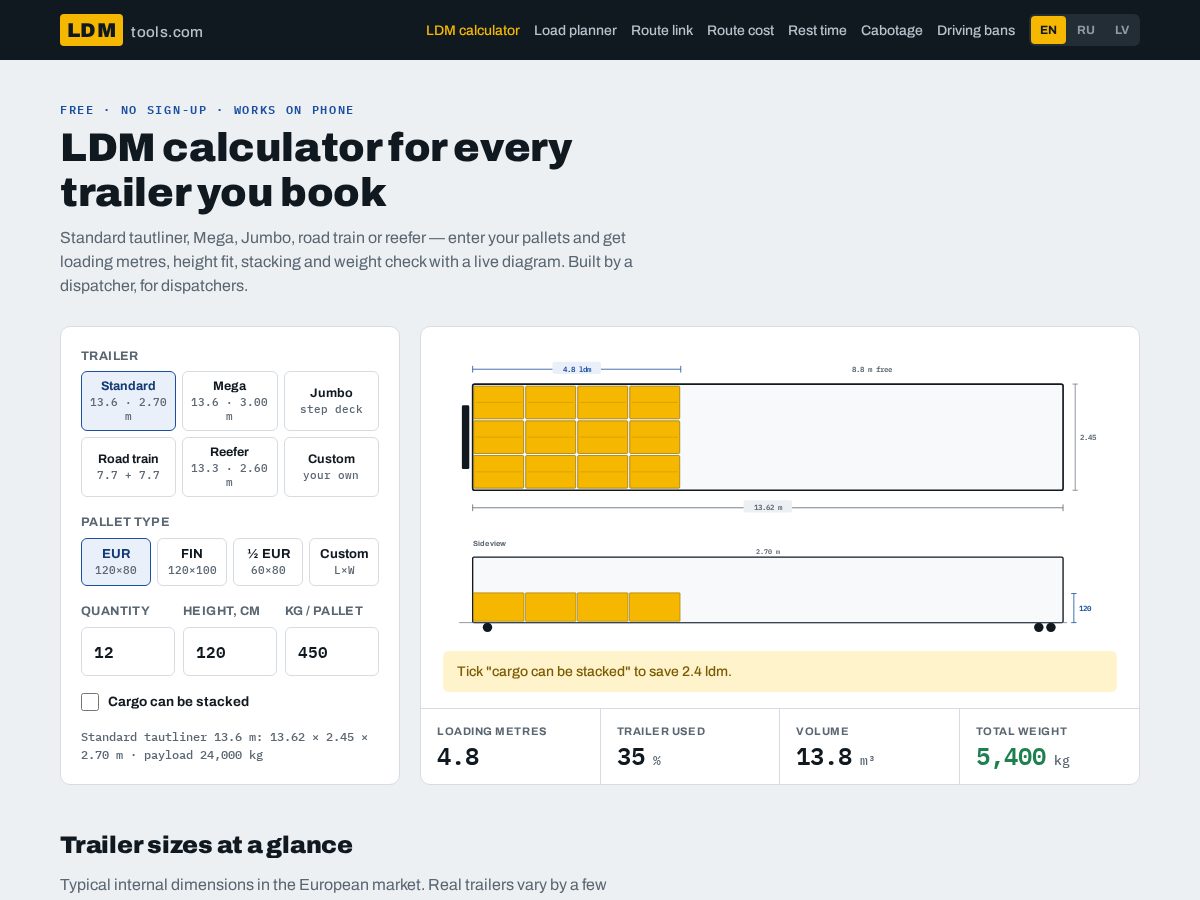 Landing-page snapshot of ldmtools.com