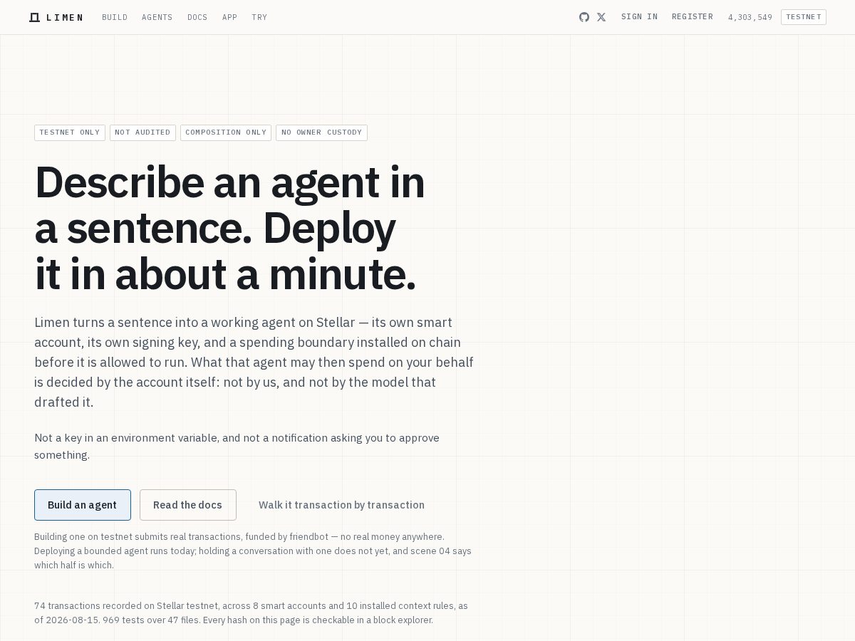 Landing-page snapshot of limen.cash