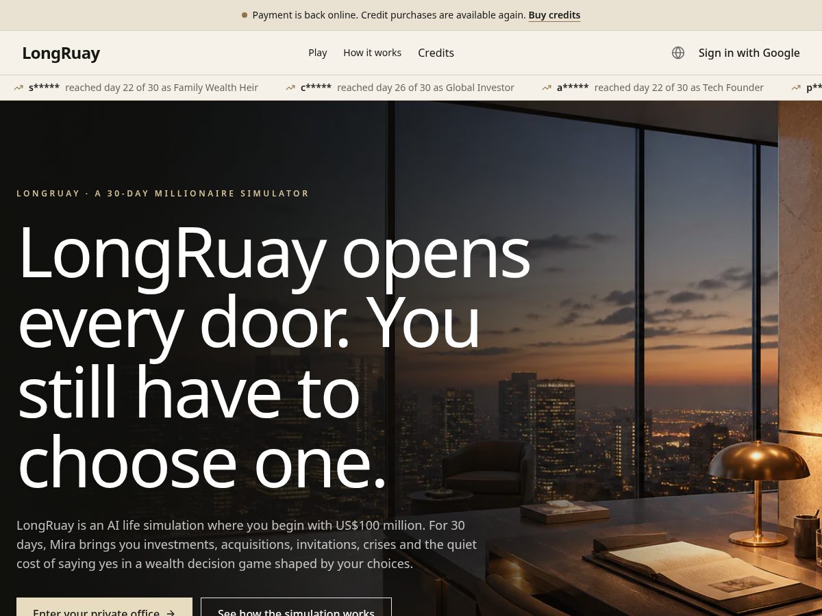 Landing-page snapshot of longruay.com