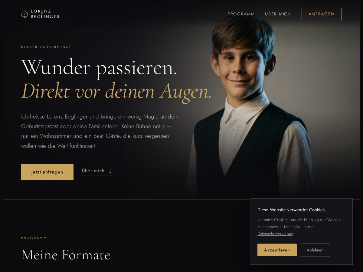 Landing-page snapshot of lorenzbeglinger.com