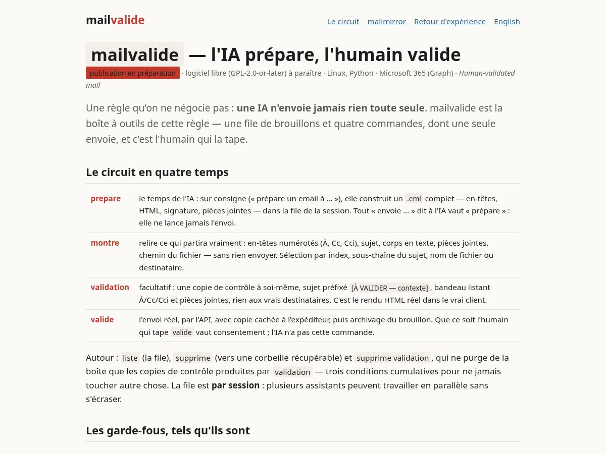 Landing-page snapshot of mailvalide.com