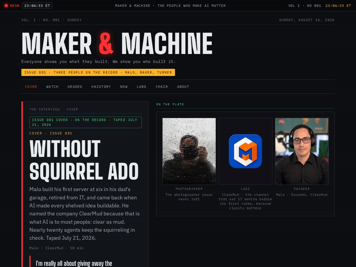 Landing-page snapshot of makerandmachine.com
