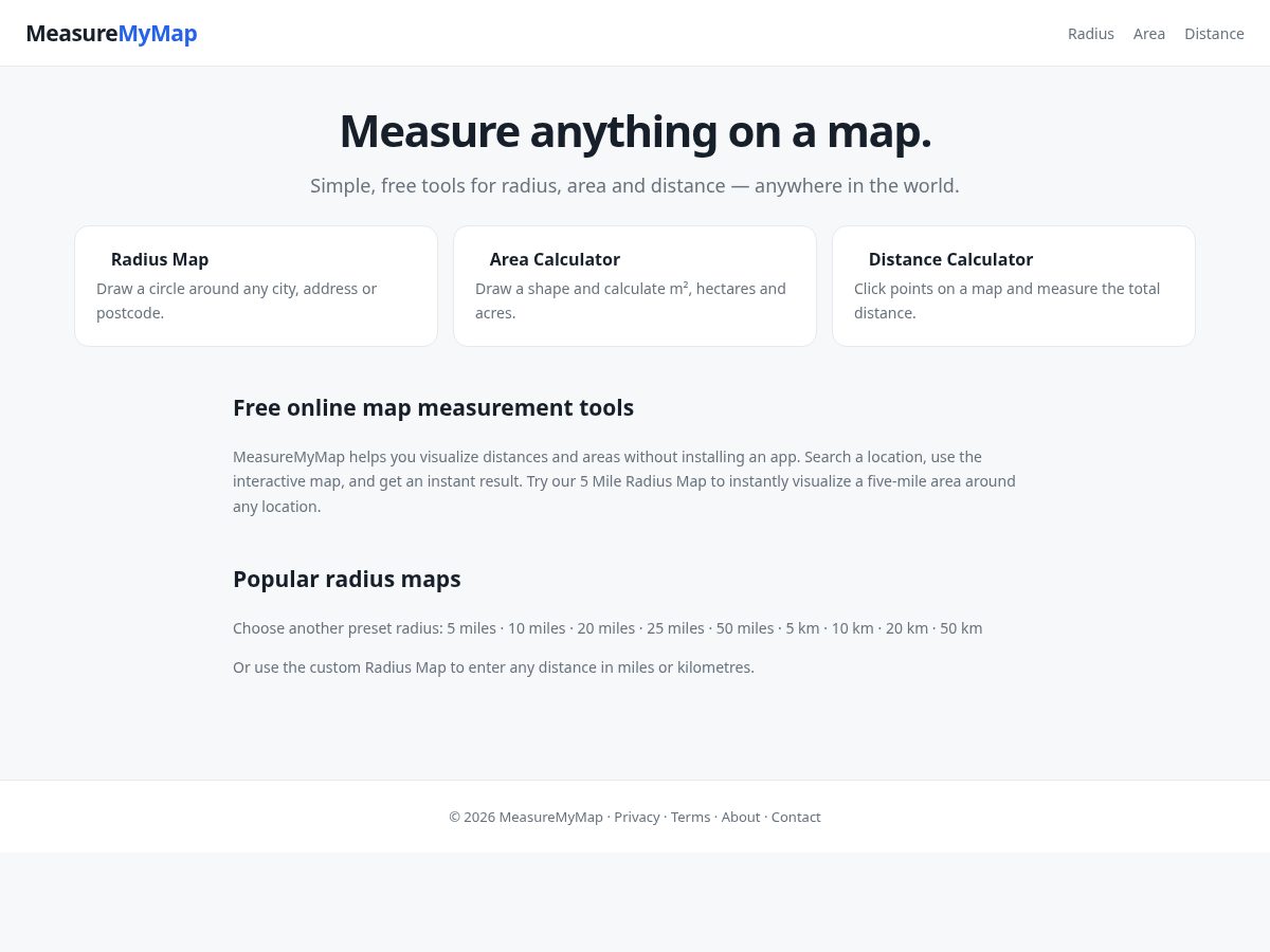 Landing-page snapshot of measuremymap.com