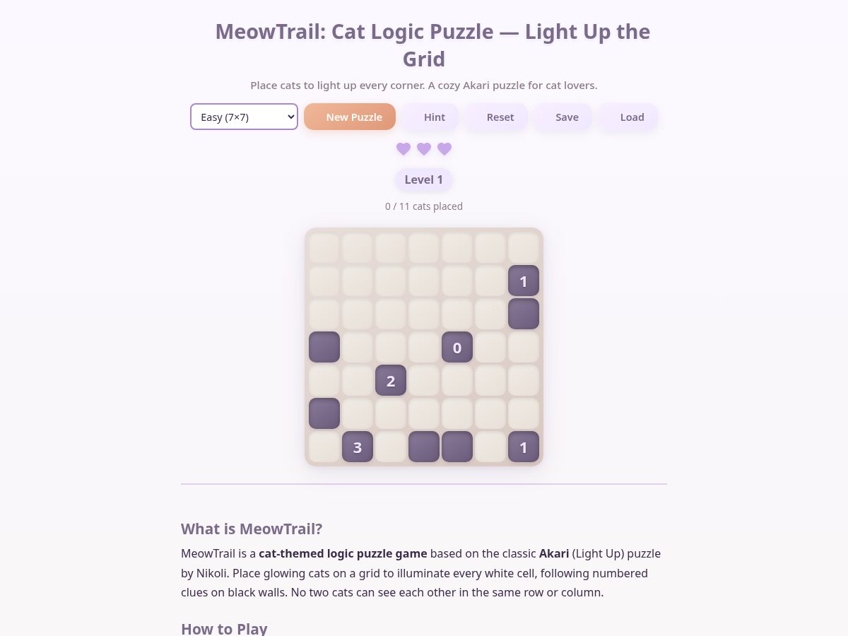 Landing-page snapshot of meowtrail.org