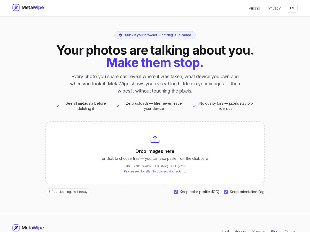 Landing-page snapshot of metawipe.space