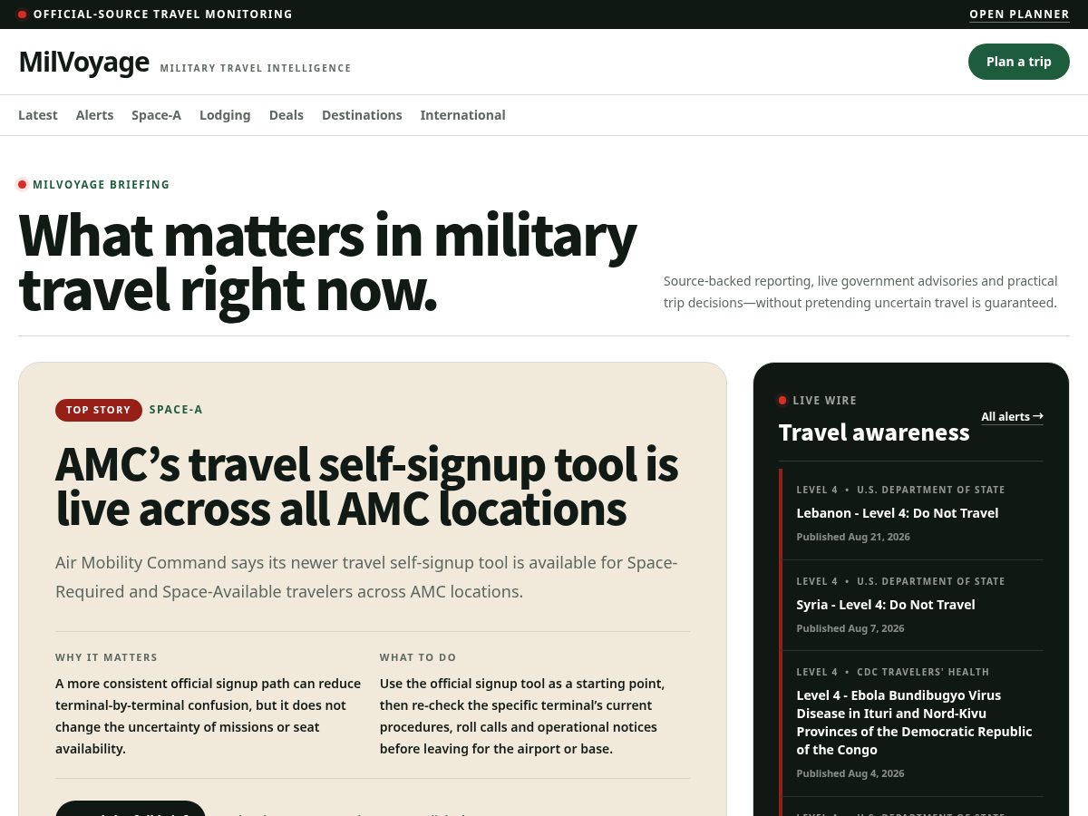 Landing-page snapshot of milvoyage.com