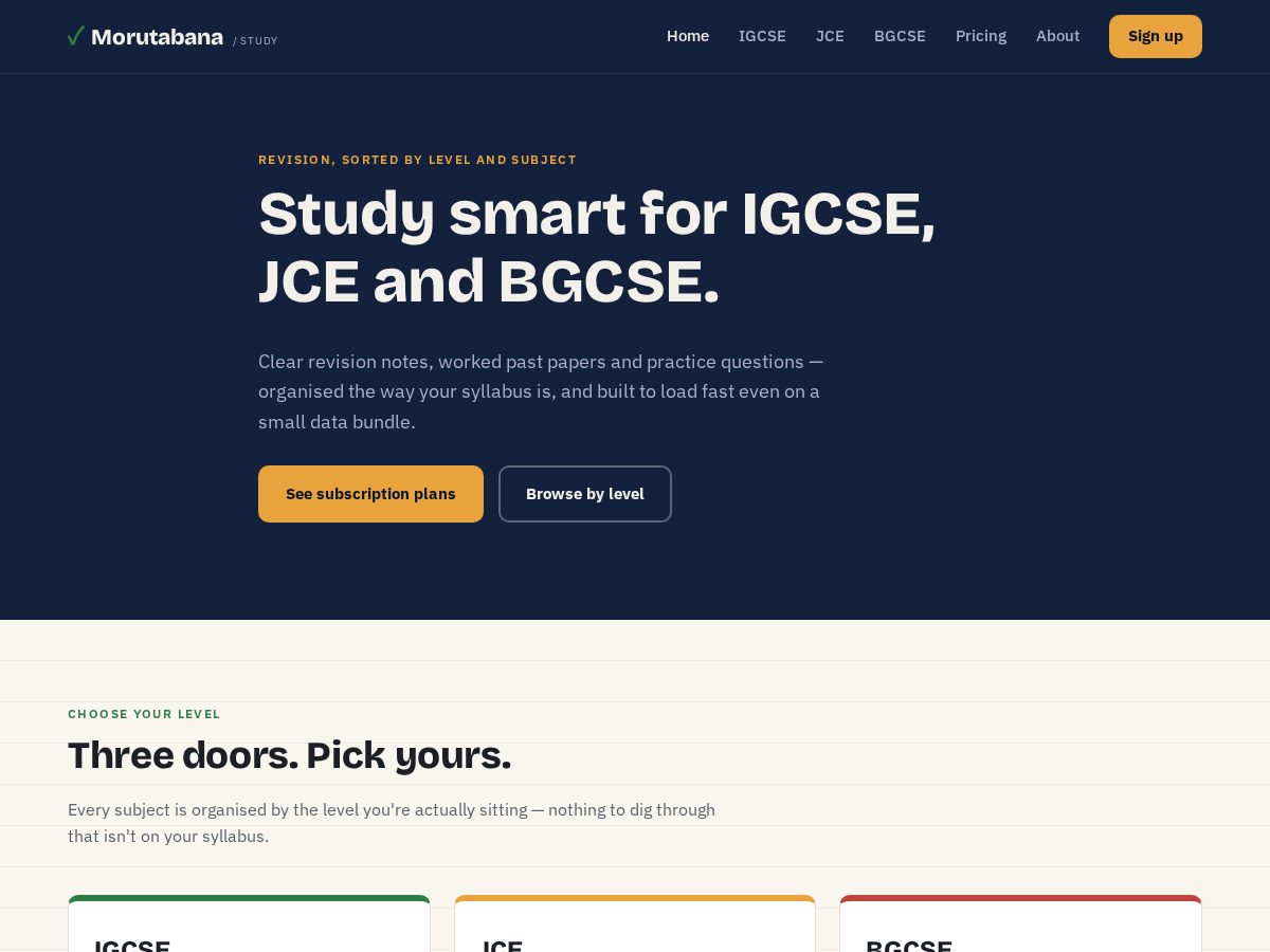 Landing-page snapshot of morutabana.com