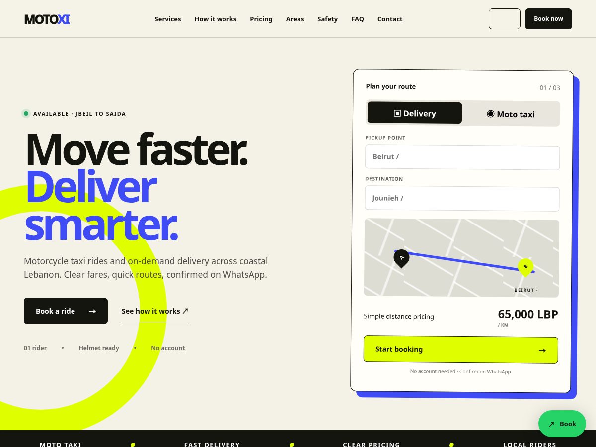 Landing-page snapshot of motoxi.net
