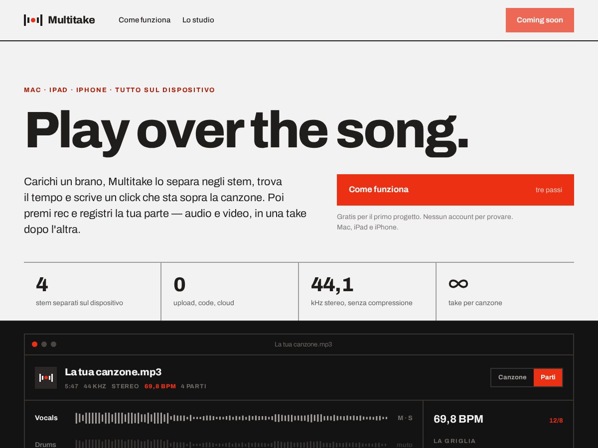 Landing-page snapshot of multitake.studio