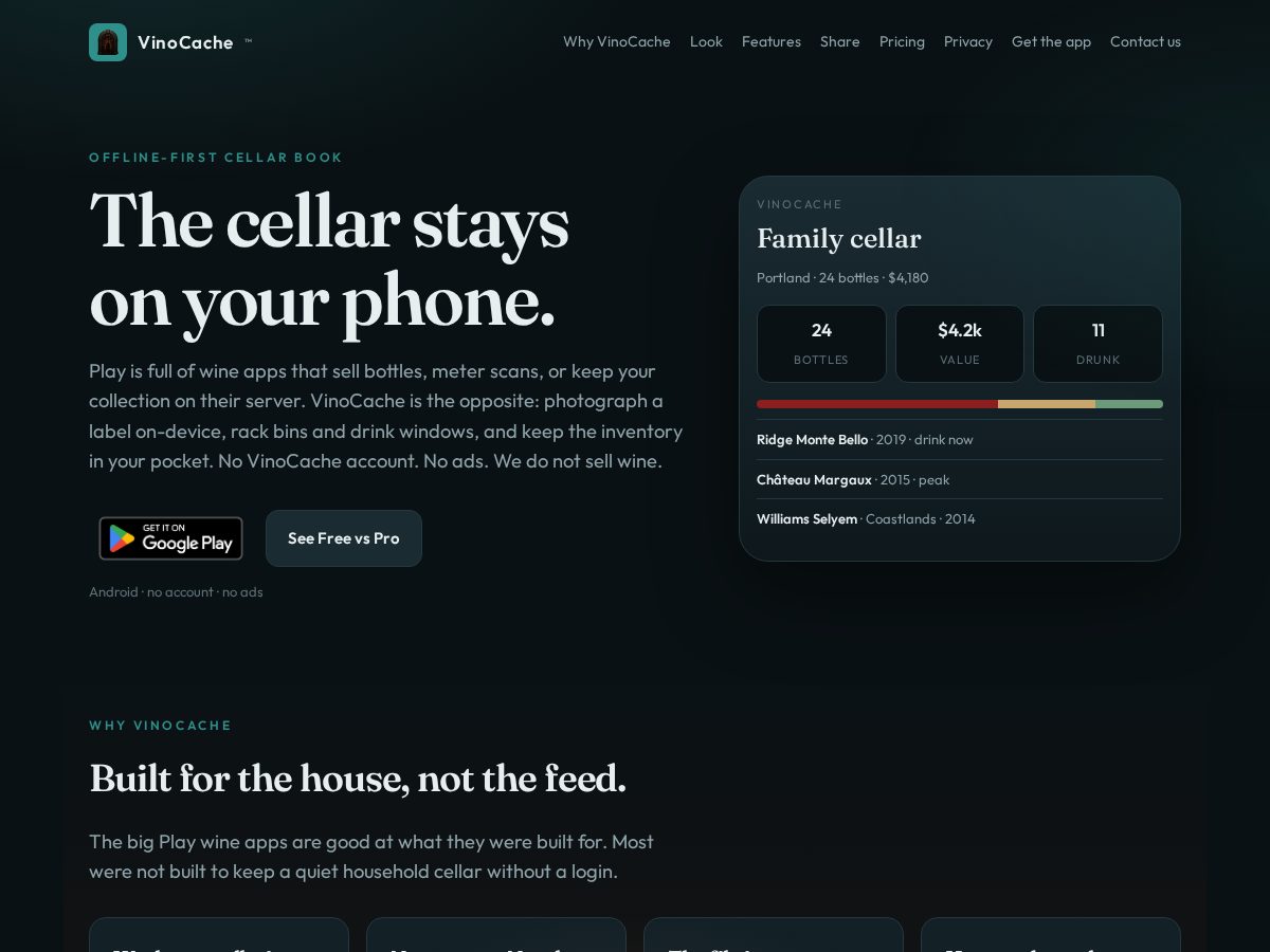 Landing-page snapshot of myvinocache.com