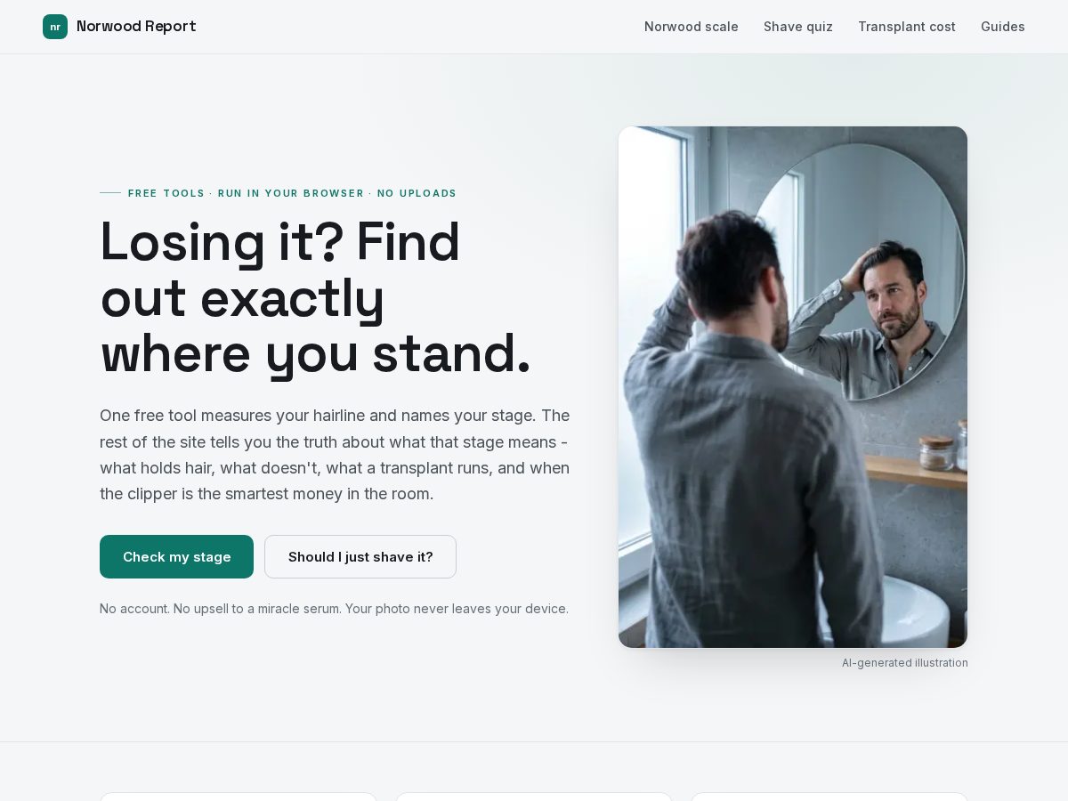 Landing-page snapshot of norwoodreport.com