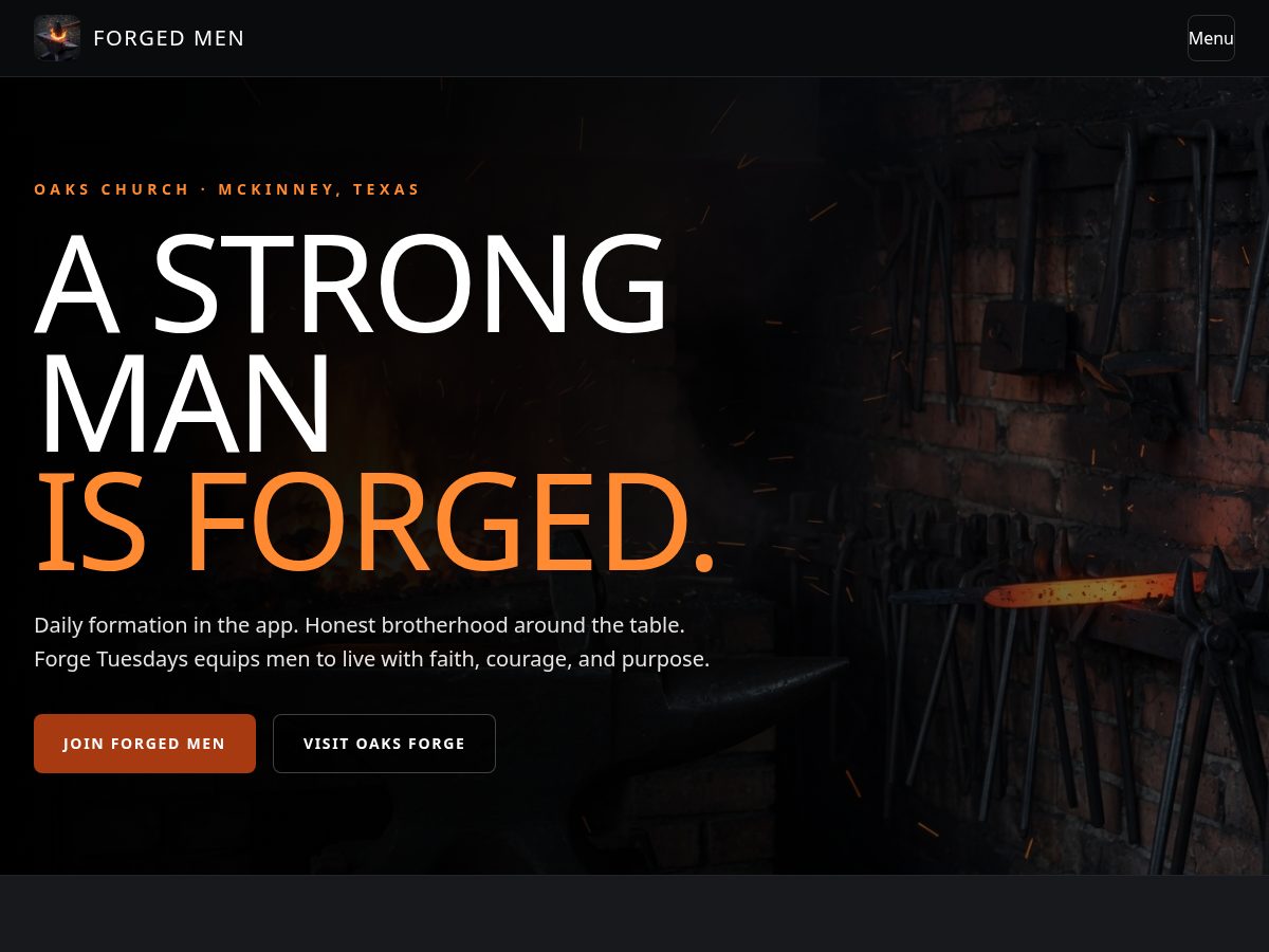 Landing-page snapshot of oaks-forge.com