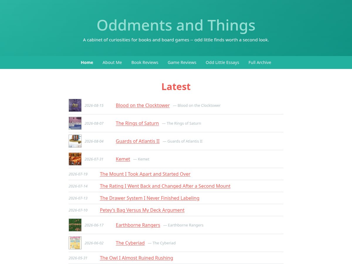 Landing-page snapshot of oddmentsandthings.com