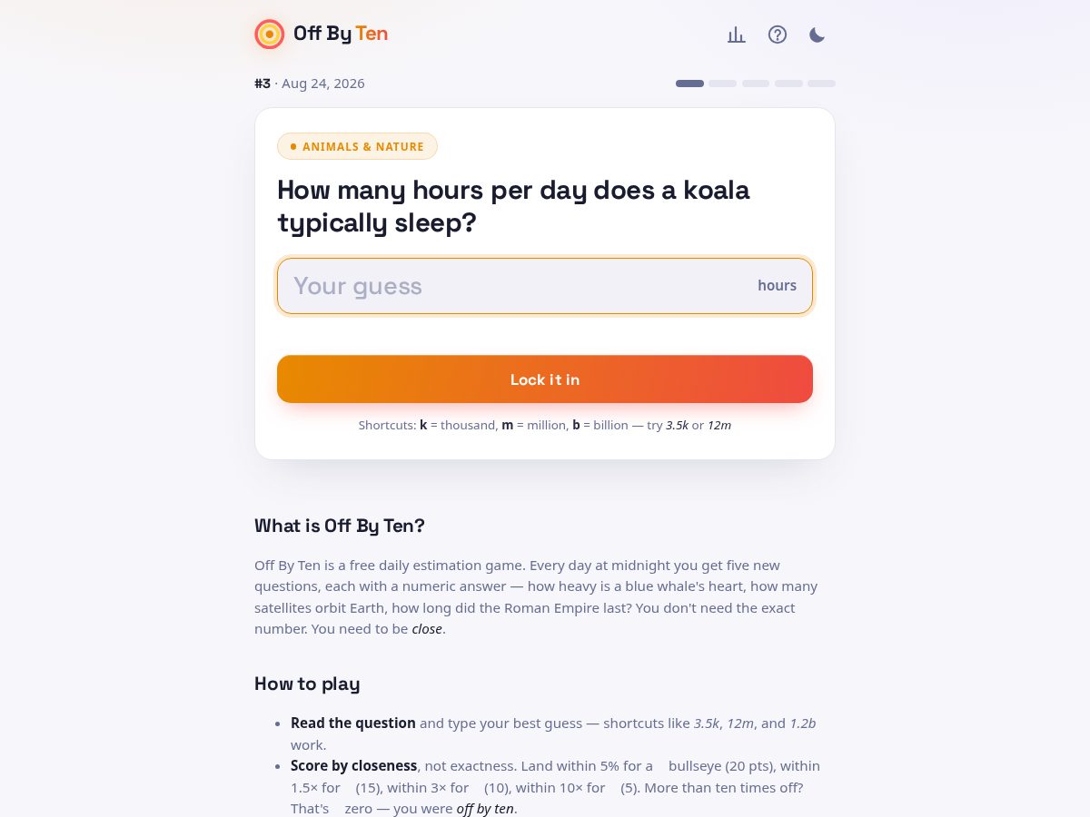Landing-page snapshot of offbyten.com