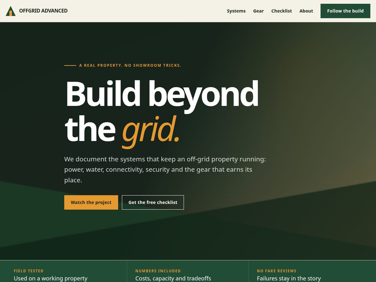 Landing-page snapshot of offgridadvanced.com