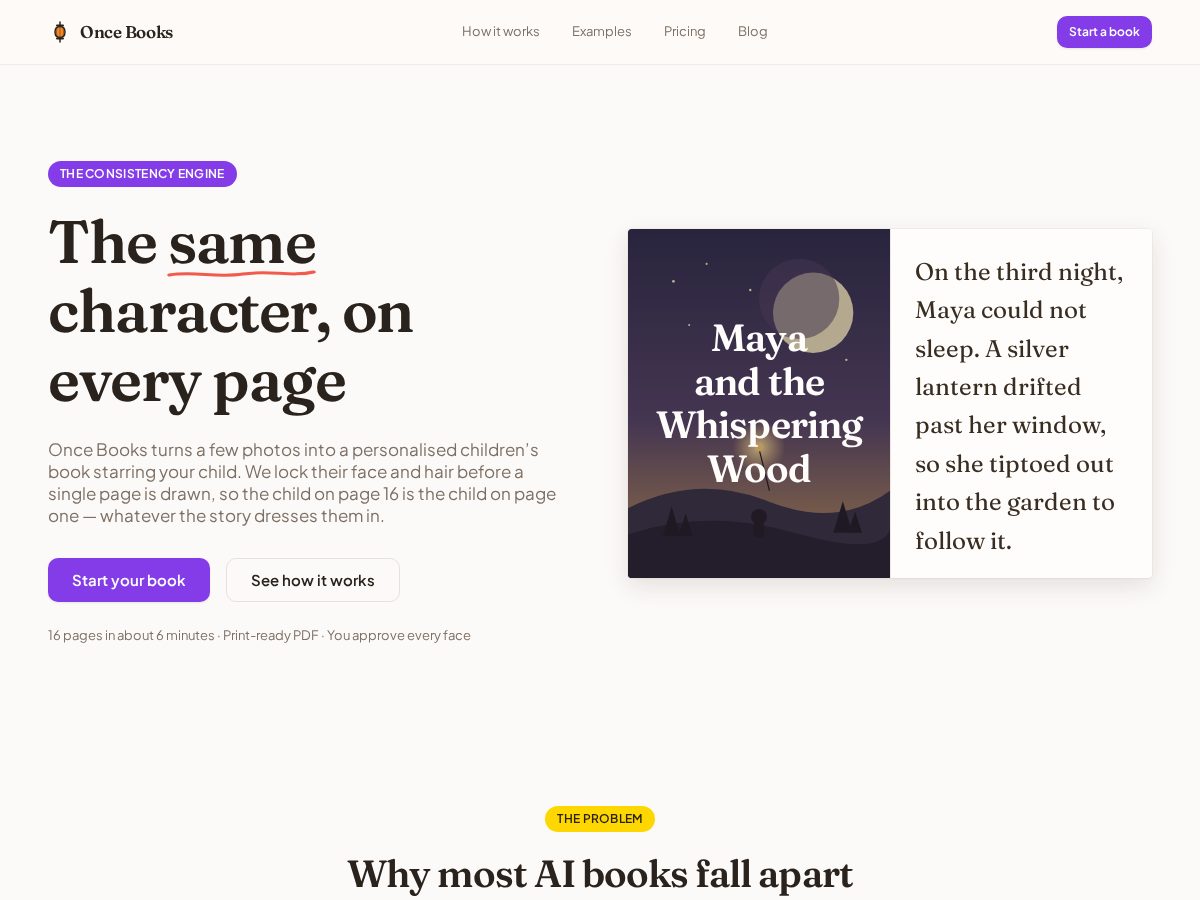 Landing-page snapshot of oncebooks.com