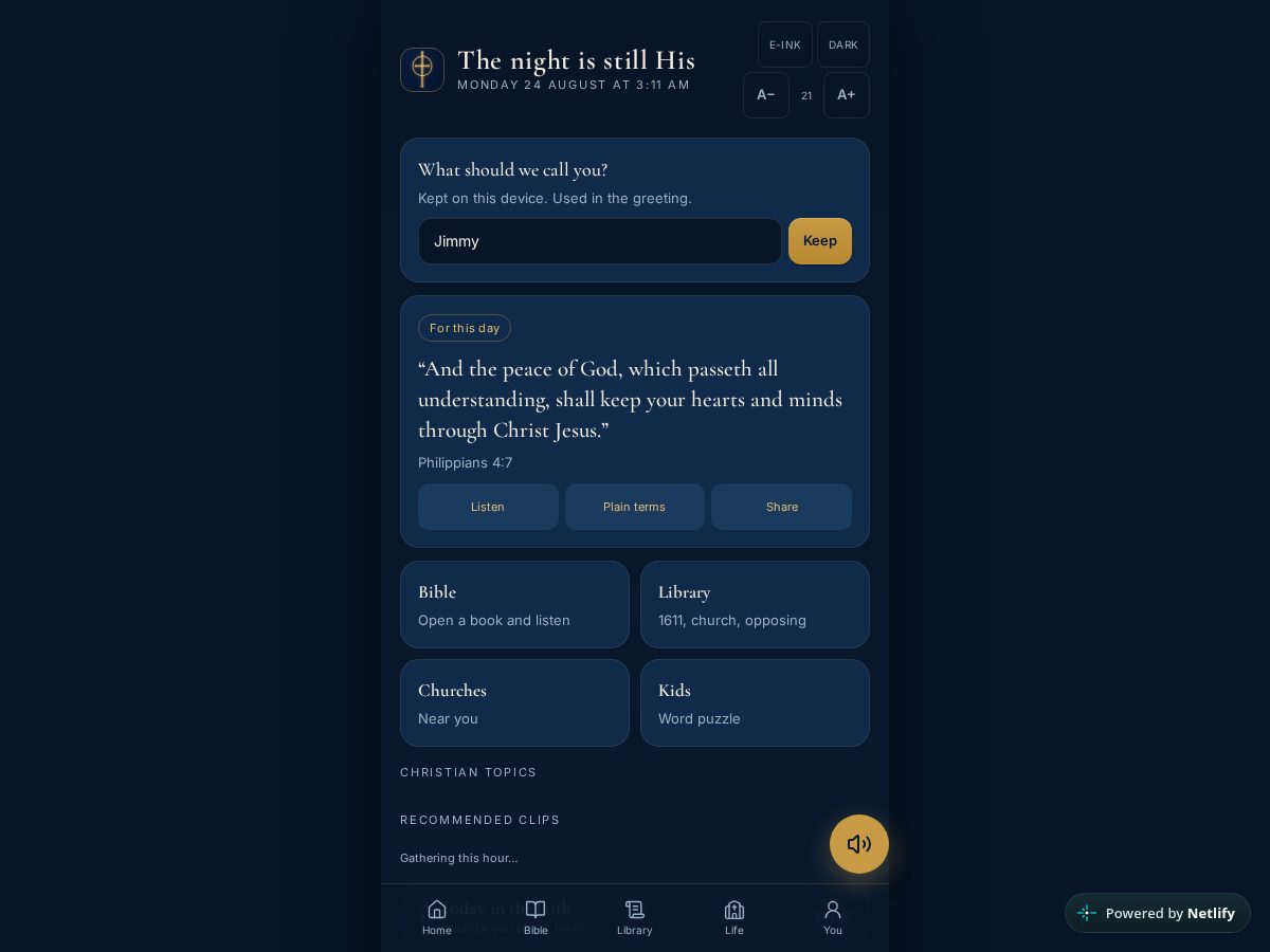 Landing-page snapshot of onebodyinchrist.life