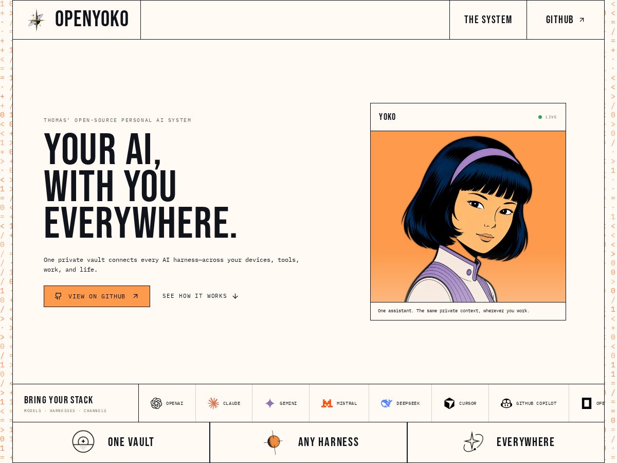 Landing-page snapshot of openyoko.com