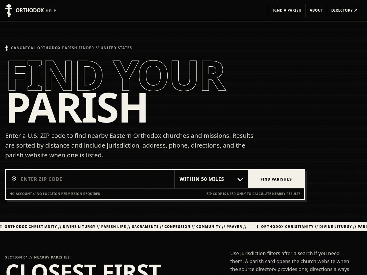 Landing-page snapshot of orthodox.help