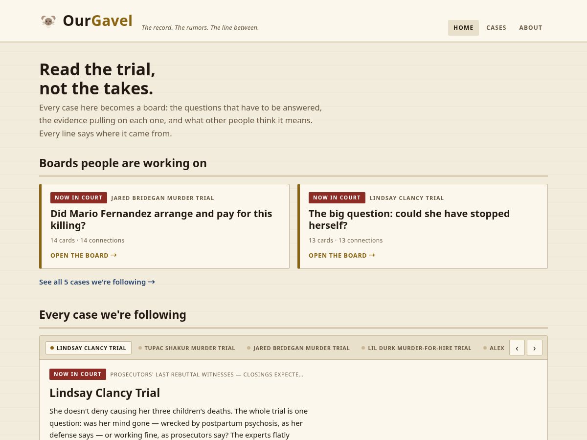 Landing-page snapshot of ourgavel.com