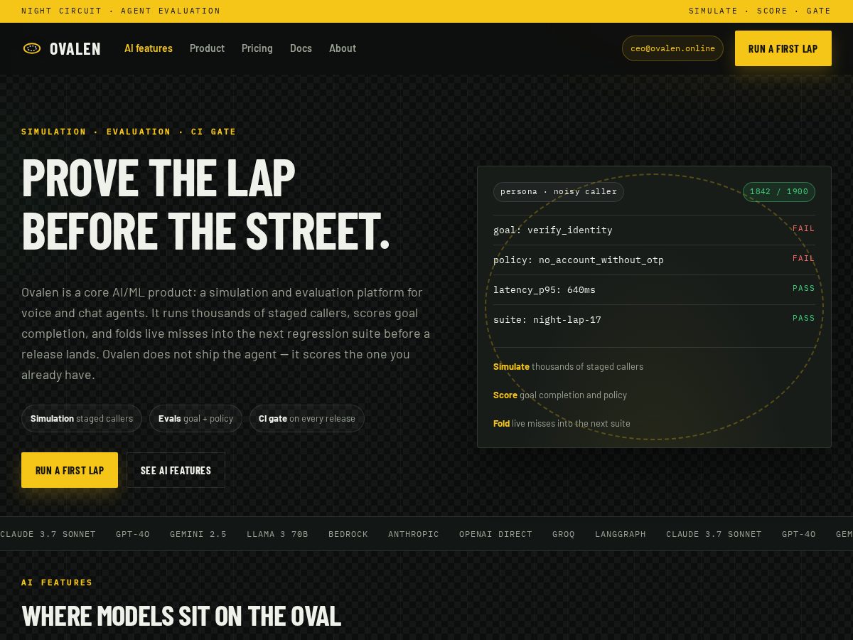 Landing-page snapshot of ovalen.online