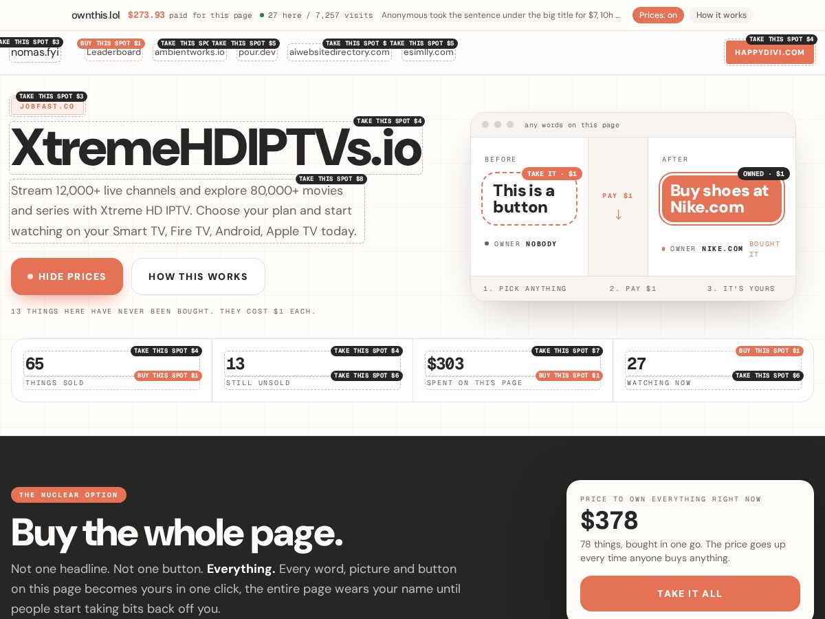 Landing-page snapshot of ownthis.lol