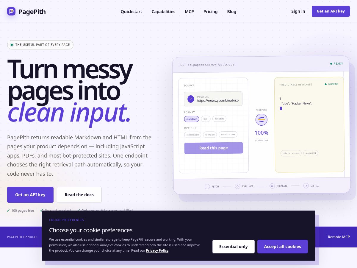 Landing-page snapshot of pagepith.com