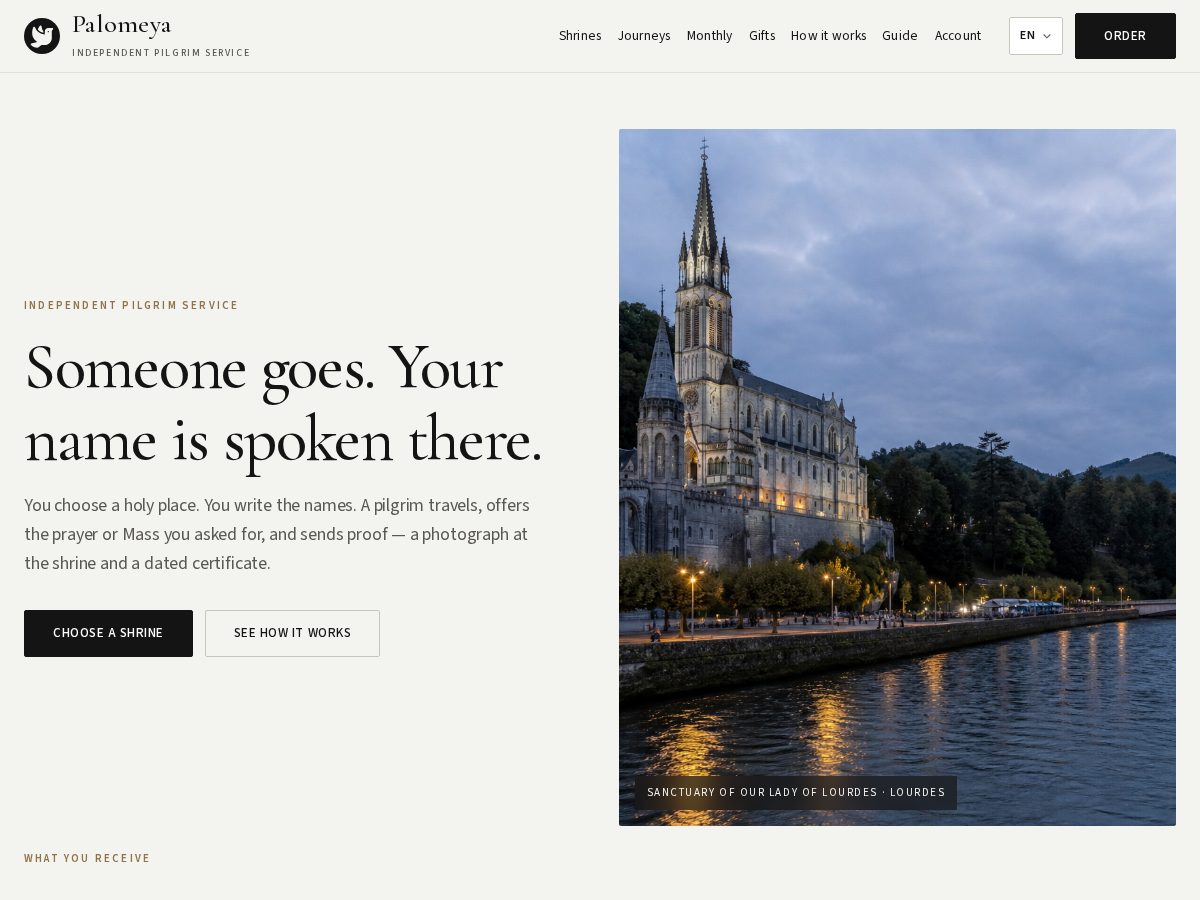 Landing-page snapshot of palomeya.com