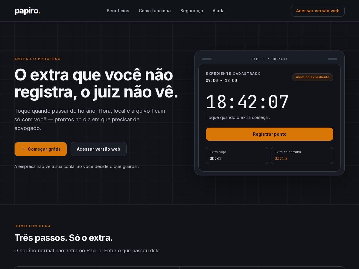 Landing-page snapshot of papiro.work
