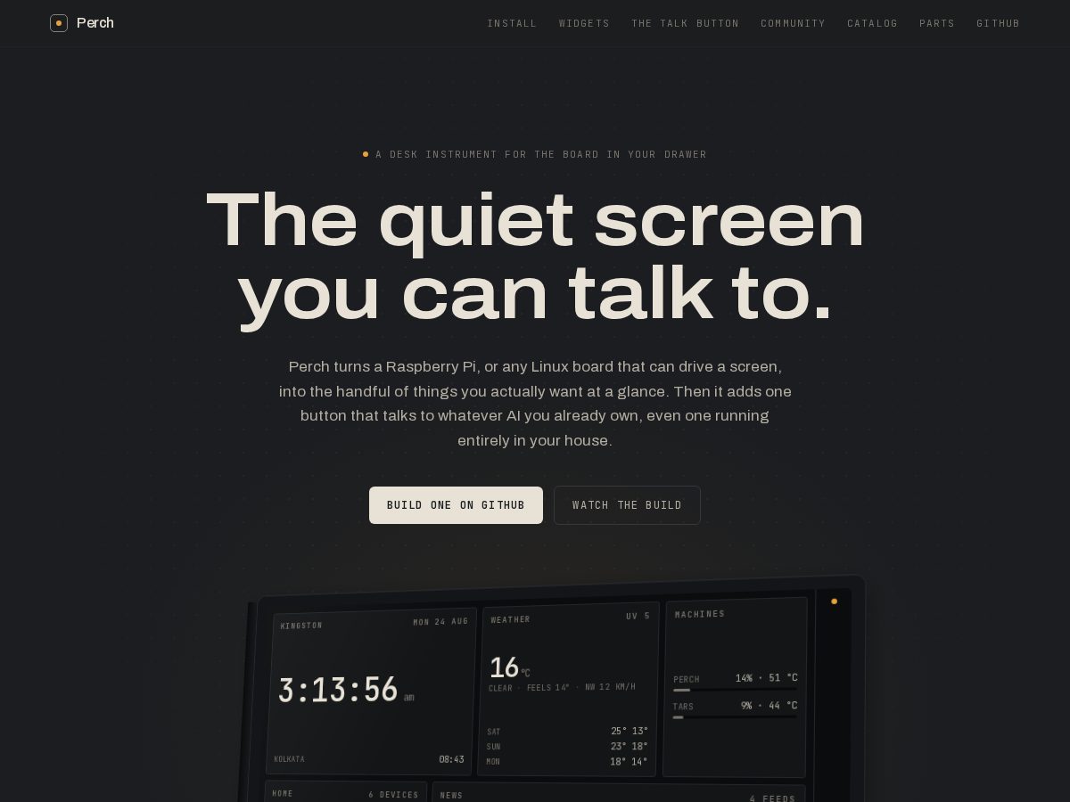 Landing-page snapshot of perchondesk.com