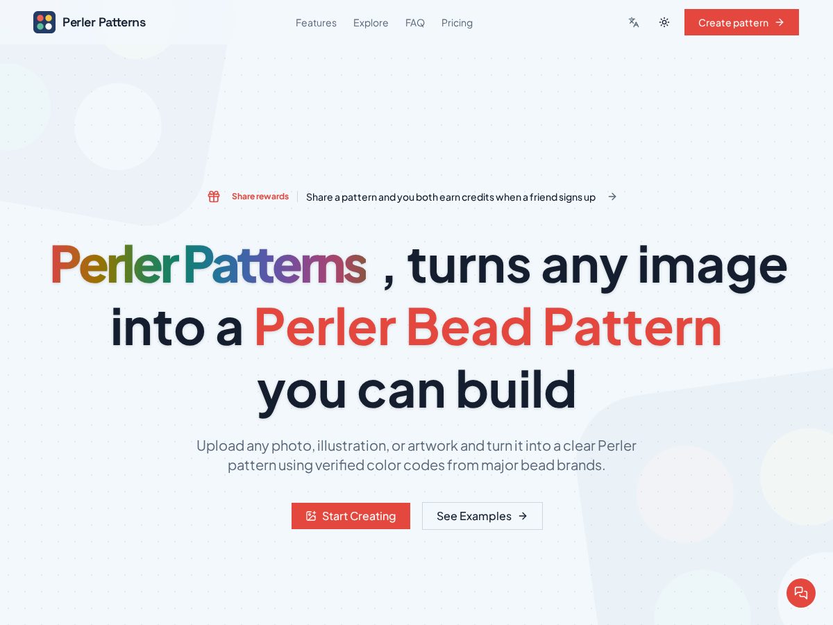 Landing-page snapshot of perlerpatterns.com