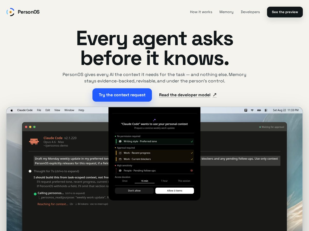 Landing-page snapshot of personos-ai.com