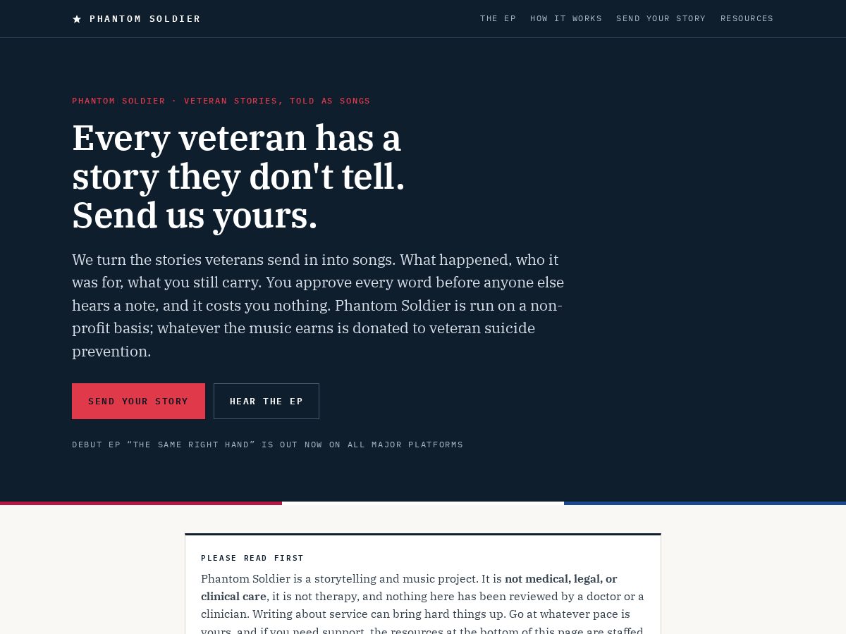 Landing-page snapshot of phantomsoldier.org