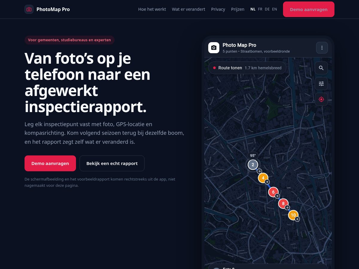 Landing-page snapshot of photomappro.com