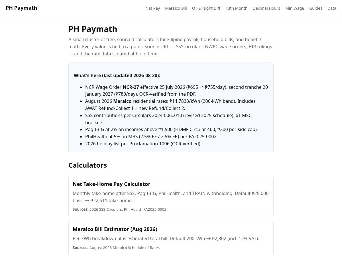 Landing-page snapshot of phpaymath.com