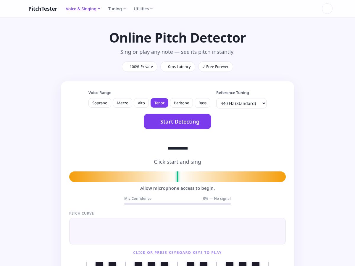 Landing-page snapshot of pitchtester.com