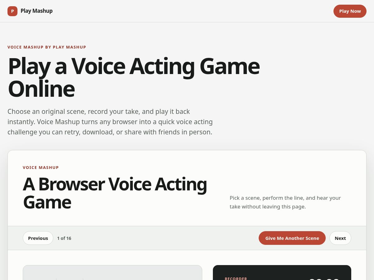 Landing-page snapshot of playmashup.com