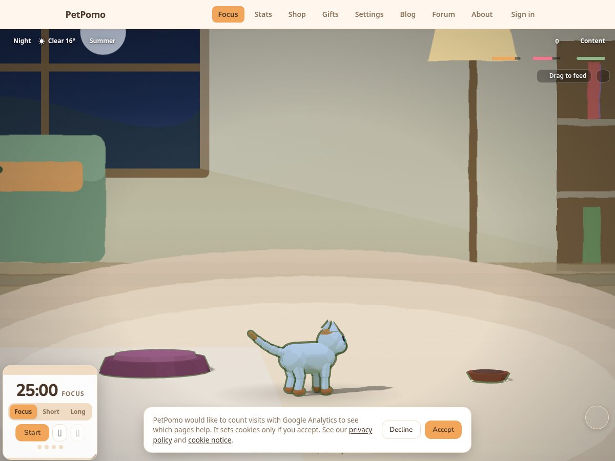Landing-page snapshot of pomodoropet.com