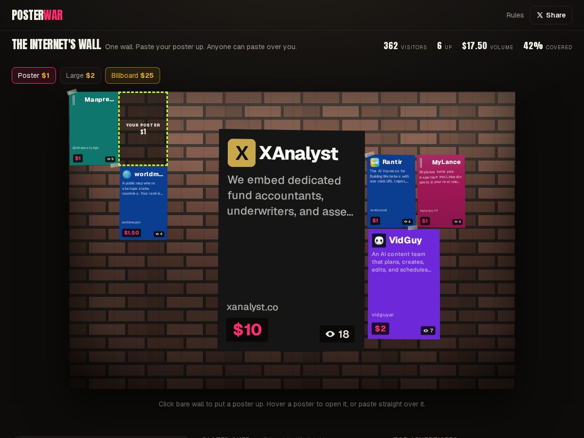 Landing-page snapshot of posterwar.lol