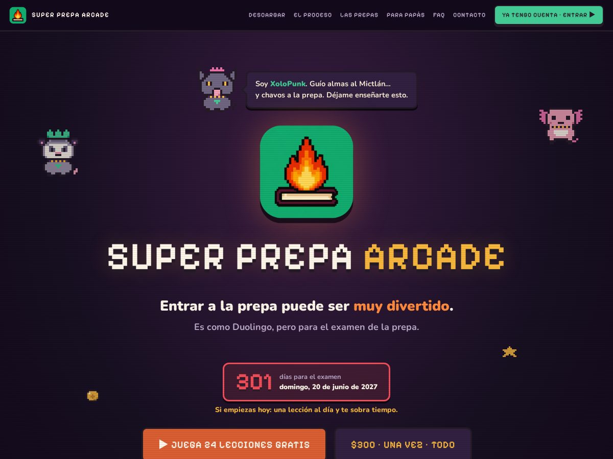 Landing-page snapshot of prepa-arcade.com