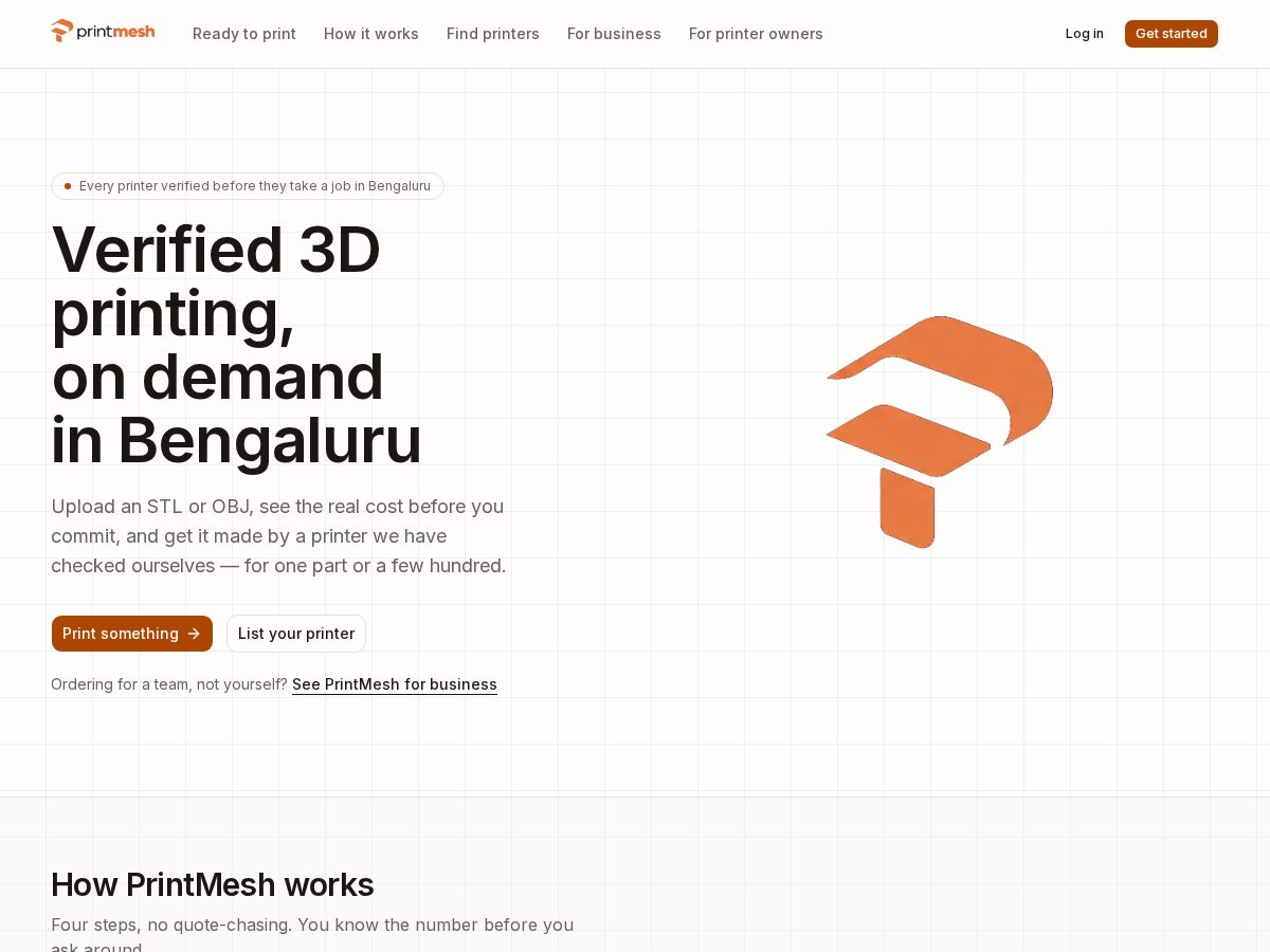 Landing-page snapshot of printmesh.shop