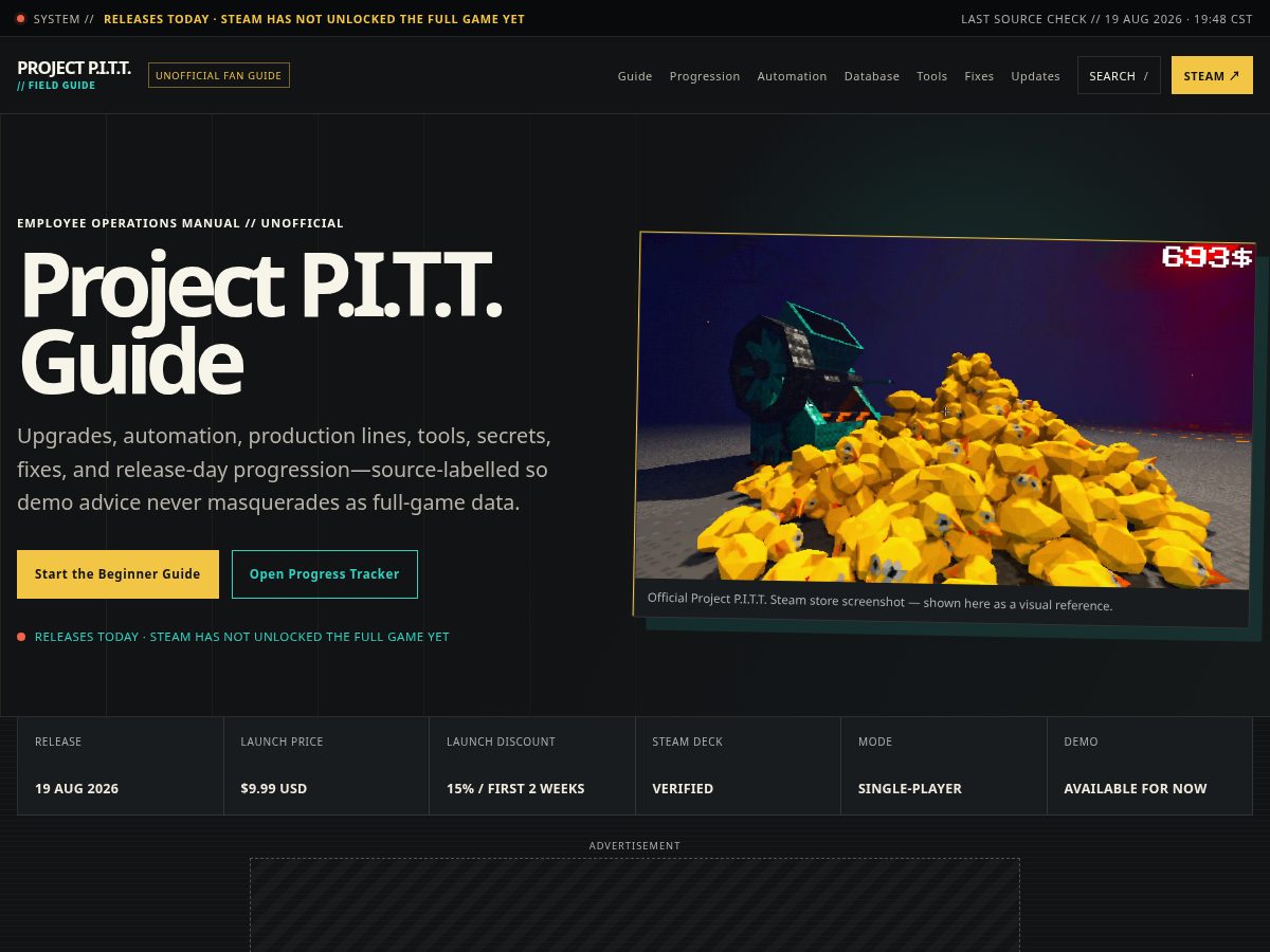 Landing-page snapshot of projectpittguide.shop