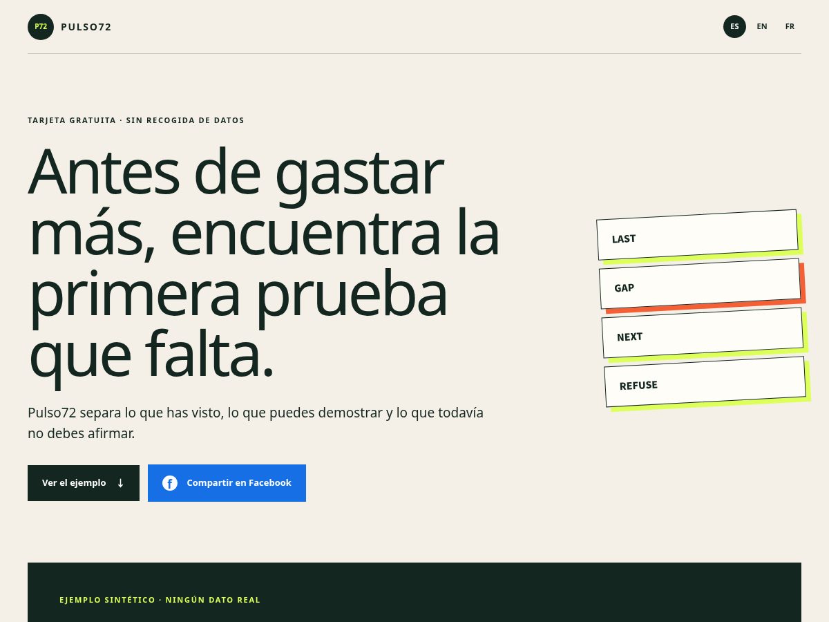 Landing-page snapshot of pulso72.com