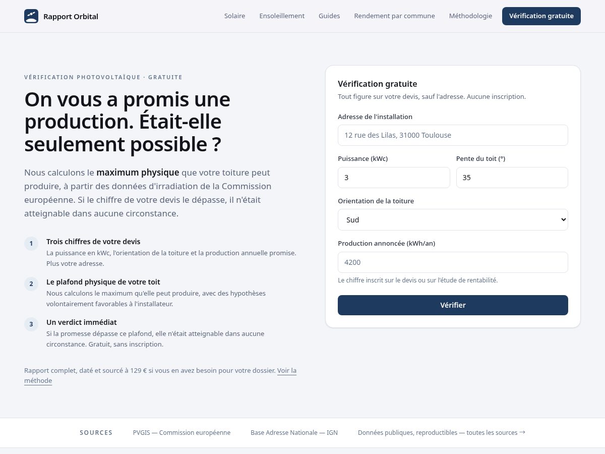 Landing-page snapshot of rapportorbital.com