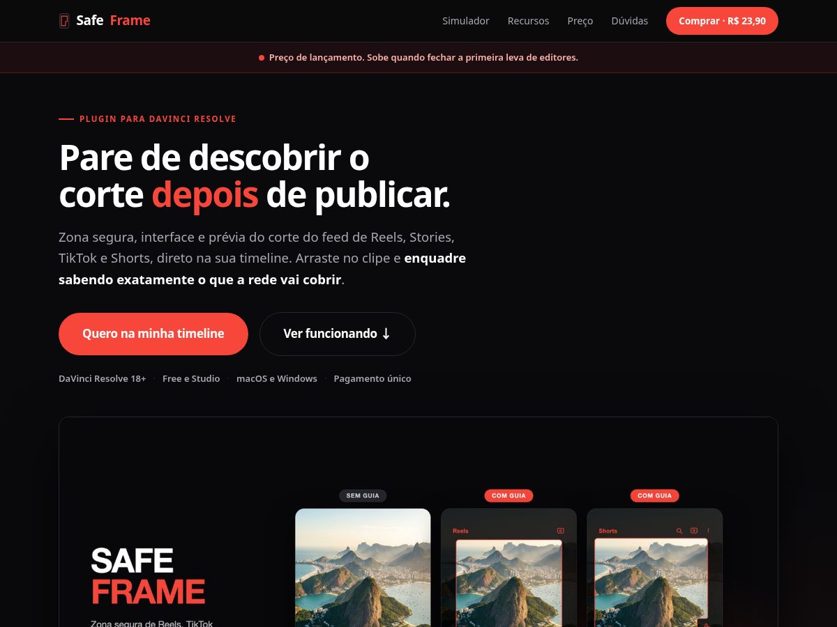 Landing-page snapshot of safeframe.shop